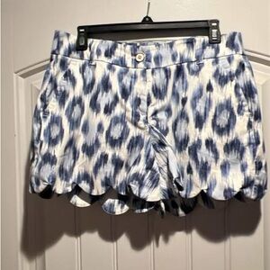 Crown & Ivy High Waist Blue and White Patterned Shorts